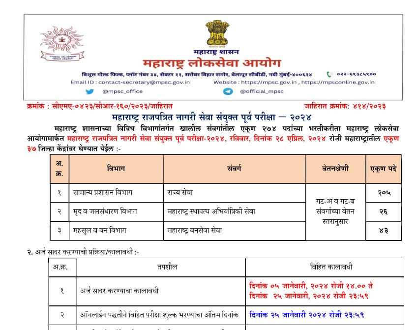 MPSC Maharashtra Civil Services